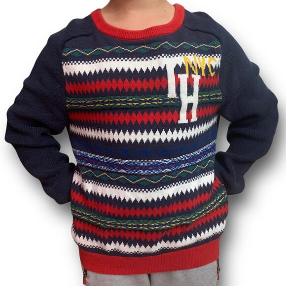 Tommy Hilfiger | FAIRISLE VARSITY | Kids Holiday Cotton Sweater - Picture 2 of 16